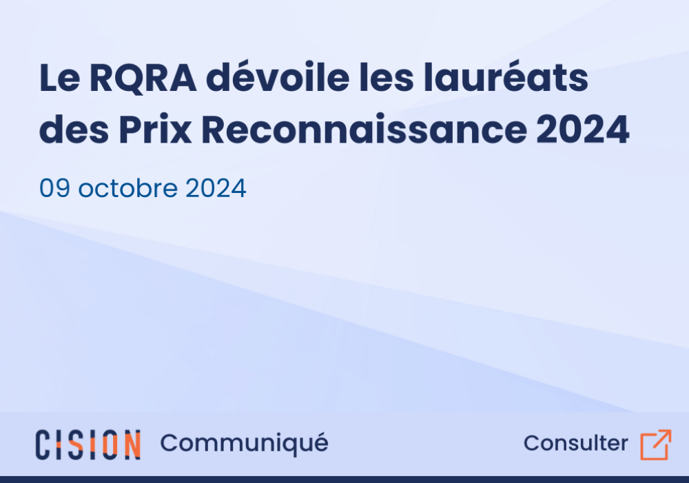 Le RQRA dévoile les lauréats des Prix Reconnaissance 2024